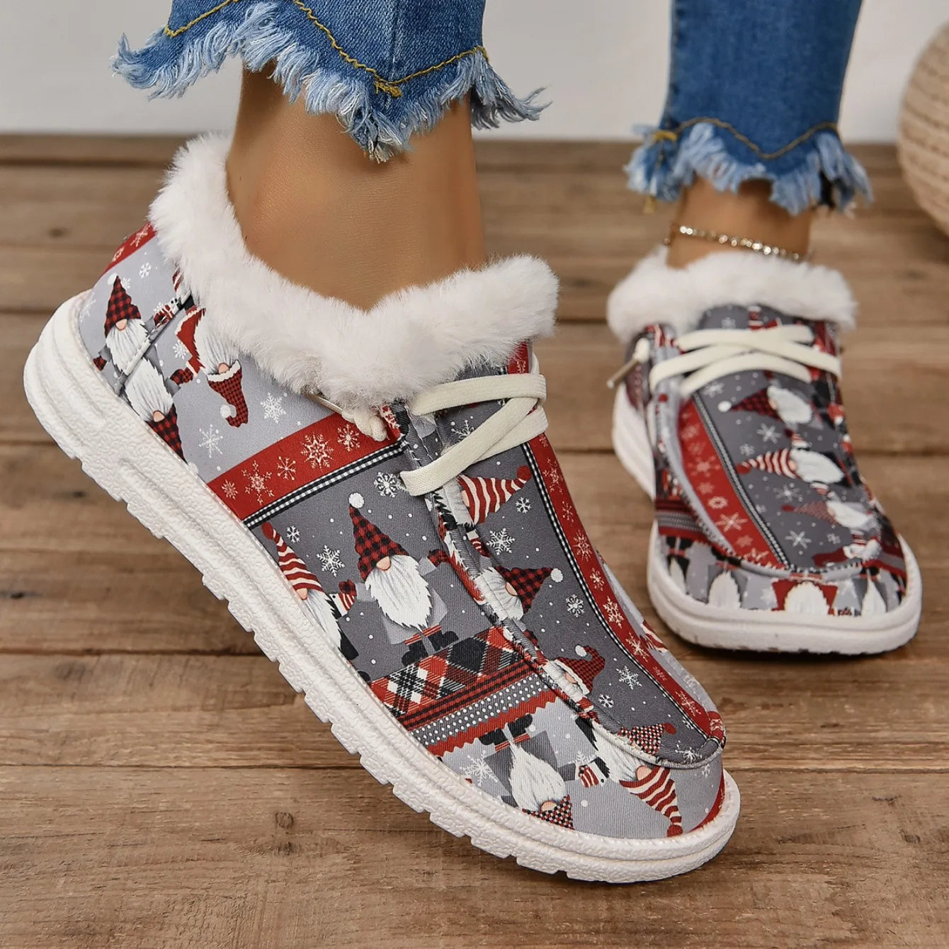 Women Christmas Plush Shoes