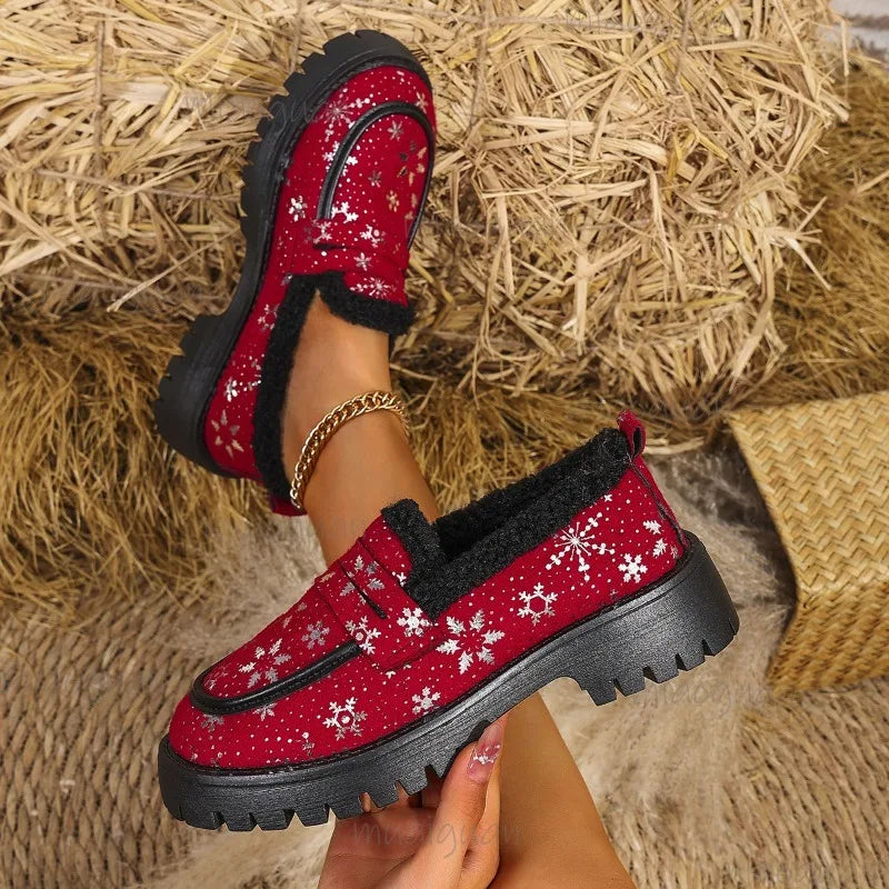 Christmas Shoes Slip on Thick Sole Loafers