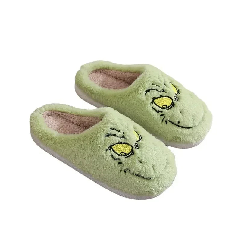 Christmas Grinch Plush Slippers Women