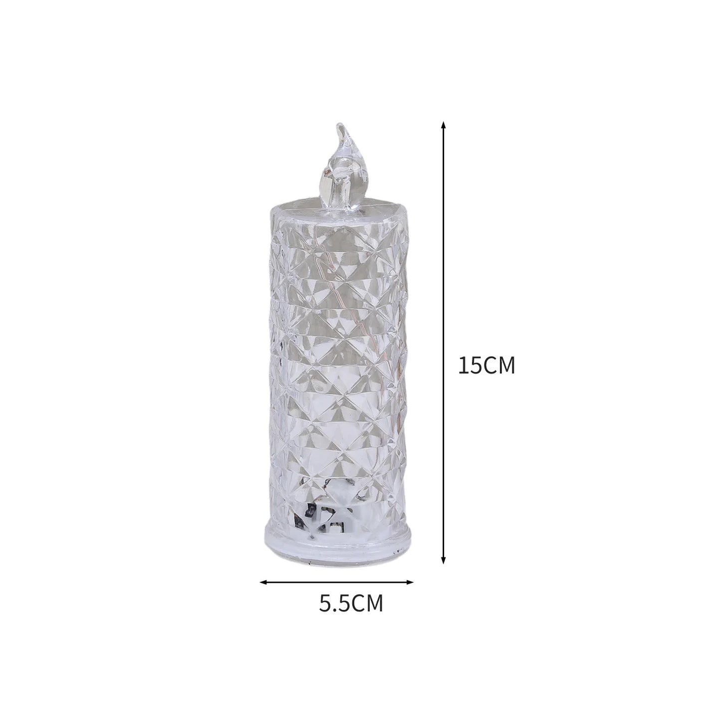 Decor Crystal Candles LED Light Transparent Flameless Battery Power