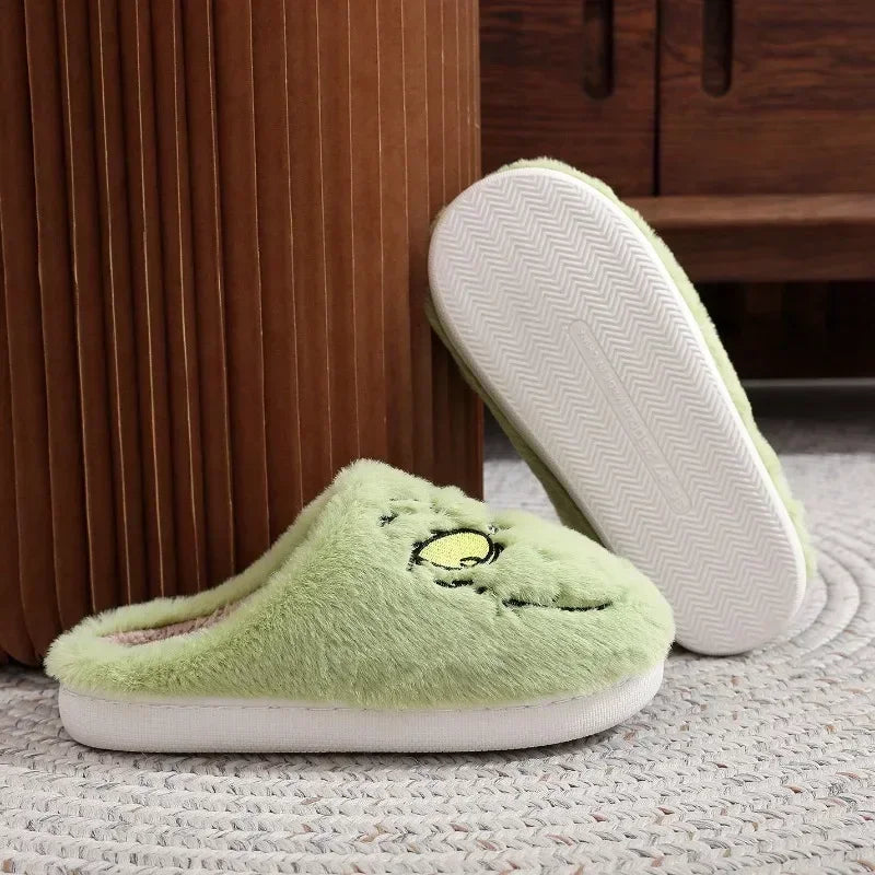 Christmas Grinch Plush Slippers Women