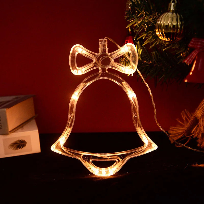 Christmas LED Light Snowflake Santa Deer Hanging Window Ornament