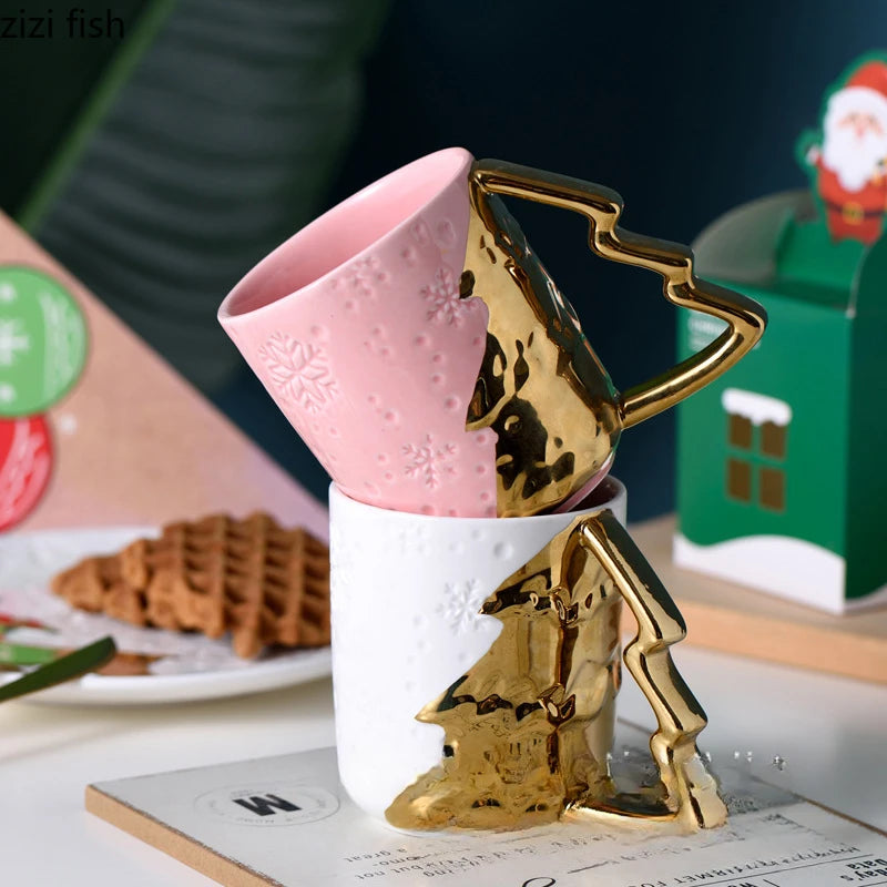 Christmas Tree White & Gold Cup