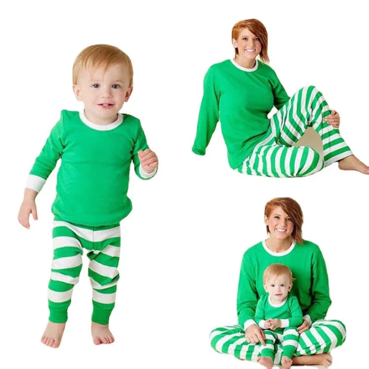 Christmas Pajamas Set Striped Print