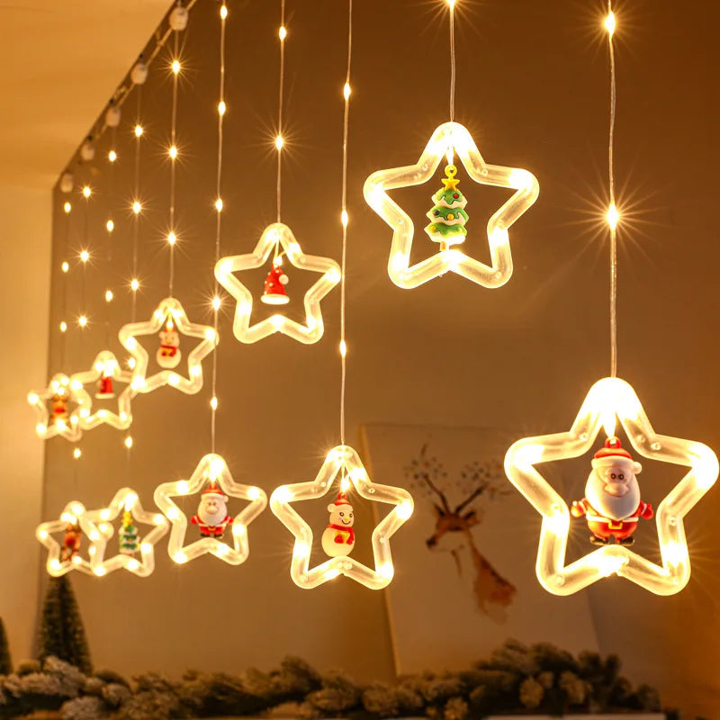 Christmas Lights String Curtain USB Plug Holiday Party
