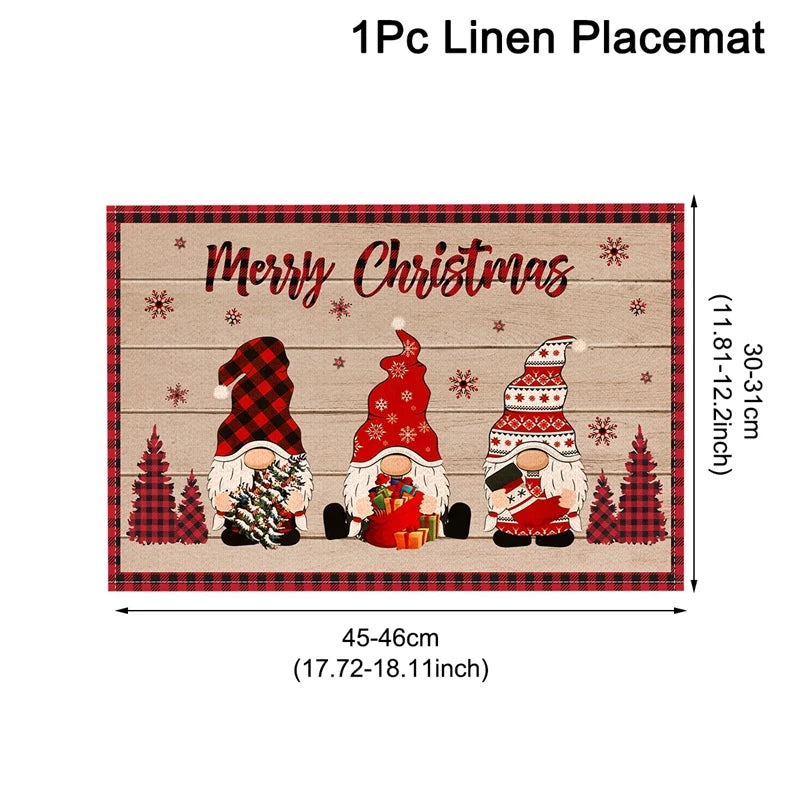 Linen Christmas Placemats Decorations for Home 2025