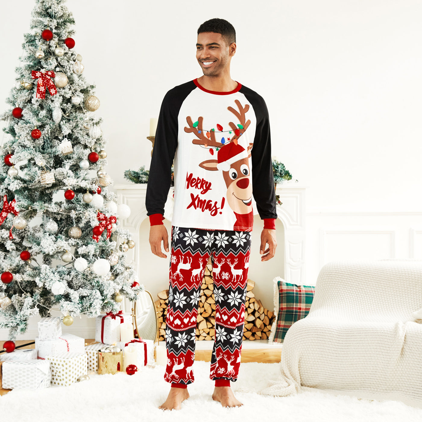 Reindeer Christmas Matching Family Pajamas