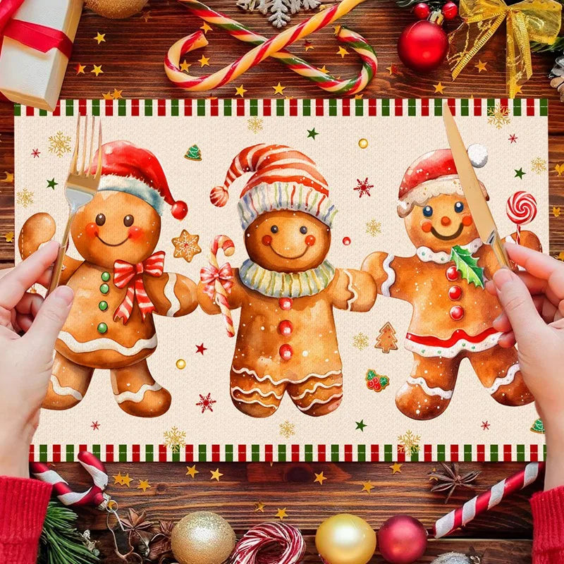 Linen Christmas Placemats Decorations for Home 2025