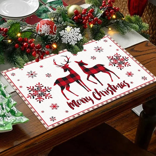 Linen Christmas Placemats Decorations for Home 2025