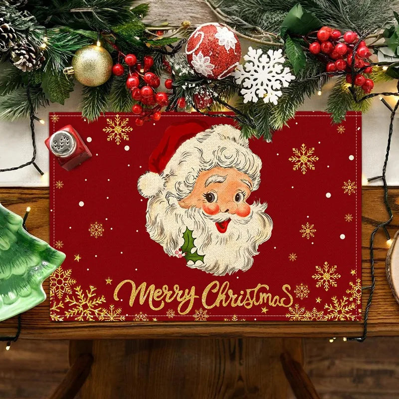 Linen Christmas Placemats Decorations for Home 2025