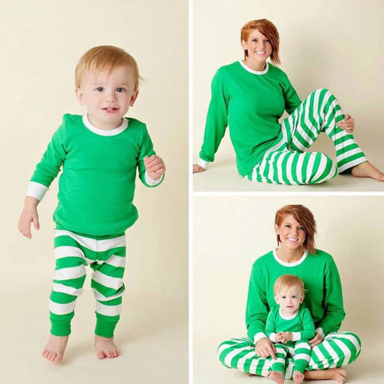 Christmas Pajamas Set Striped Print