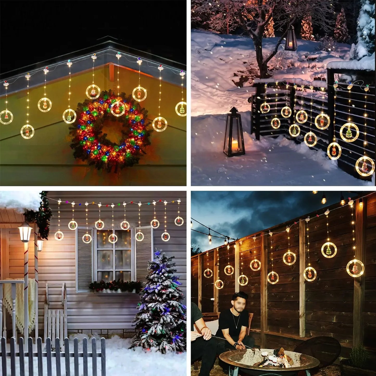 Christmas Lights String Curtain USB Plug Holiday Party