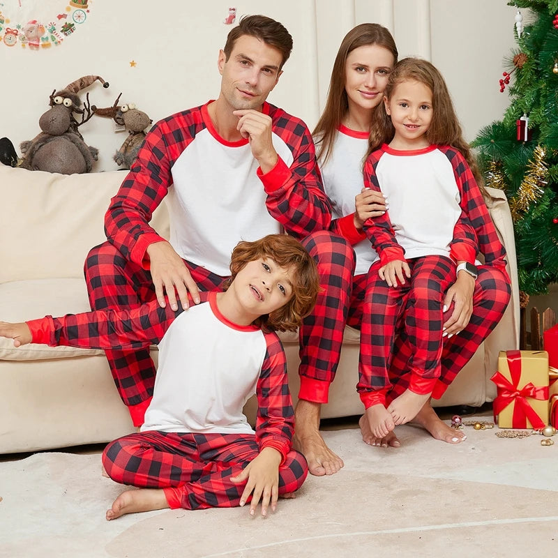 Plaid Print Christmas Pajamas Sets