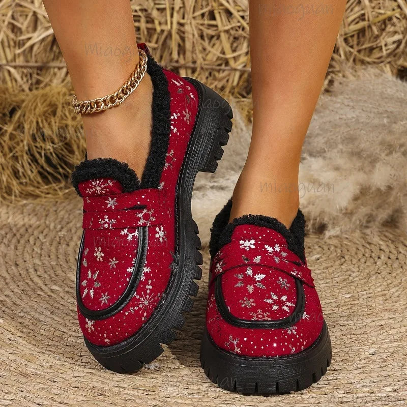 Christmas Shoes Slip on Thick Sole Loafers