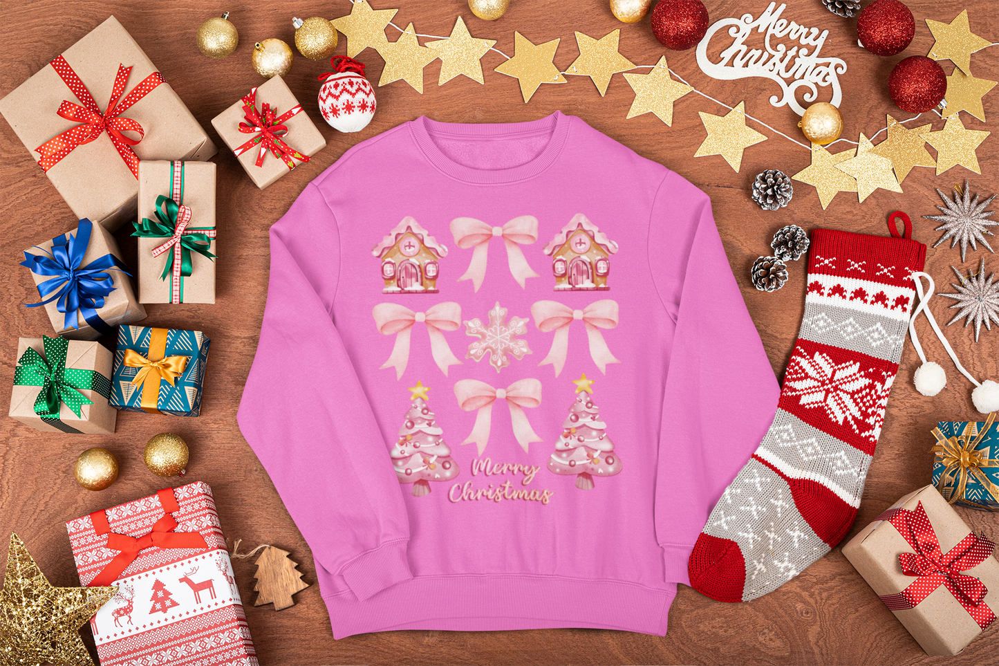 Pink Gingerbread Christmas Sweatshirt