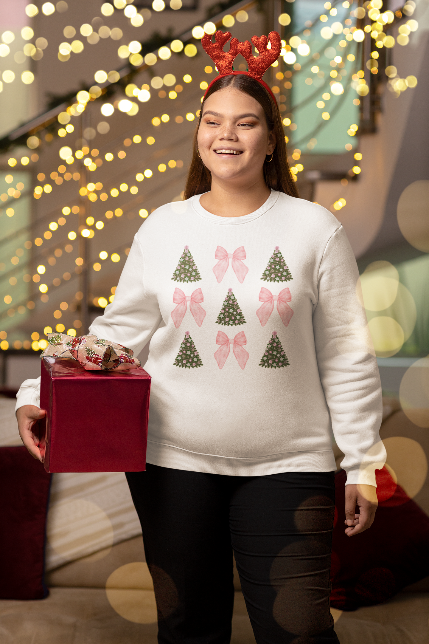 Pink Bow Christmas Sweatshirt