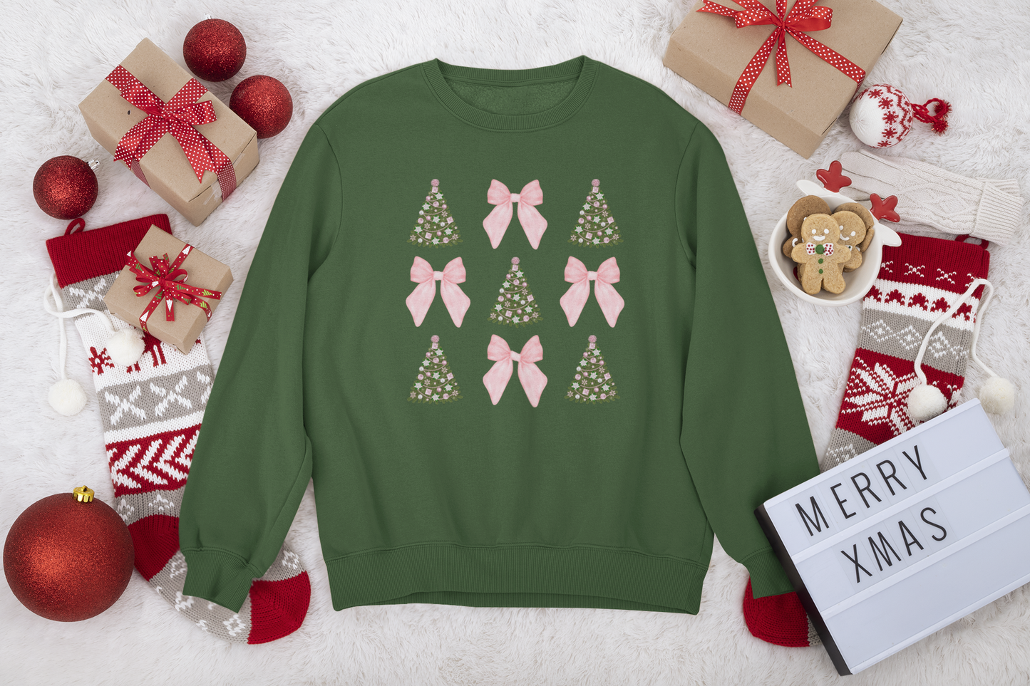 Pink Bow Christmas Sweatshirt