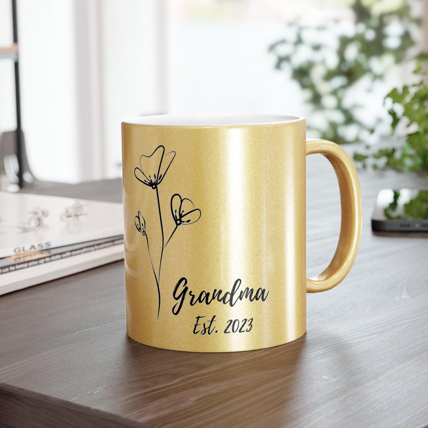 Grandma 2023 Metallic Mug (SilverGold)/Grandma Pregnancy Announcement/Baby Coming/Surprise Gift Idea/Birthday Present