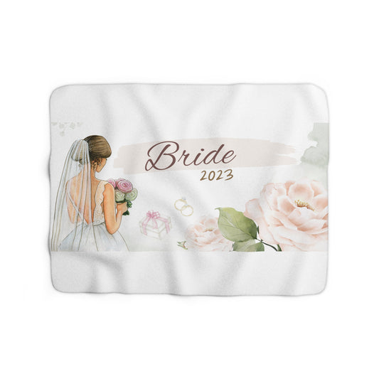 Bride 2023 Personalized Sherpa Fleece Blanket/Bridal Shower Gift/Bride Present/Wedding Coming/Bachelorette Party/Birthday