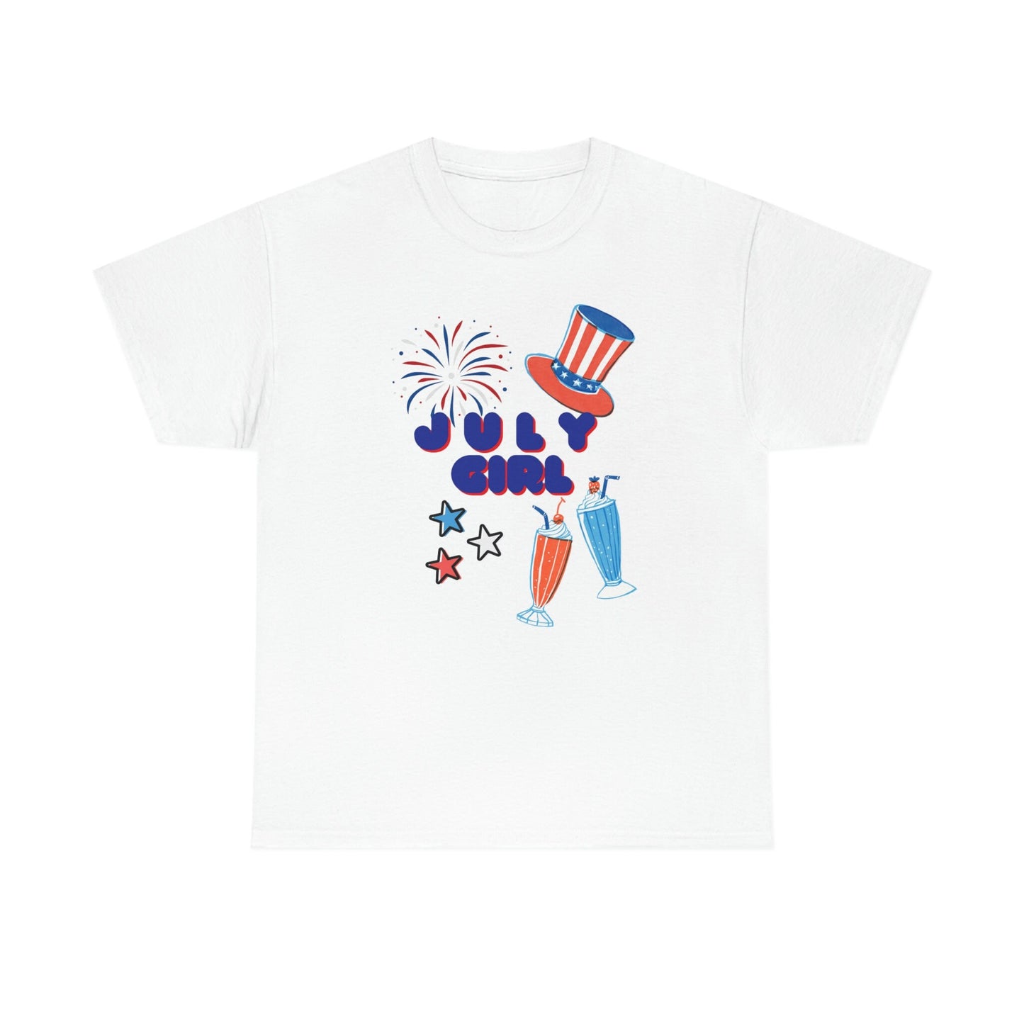 July Girl Customized T-shirt/Born In July T-shirt/4th Of July Celebration Themed Birthday T-shirt/Birthday Present/July Born Gift