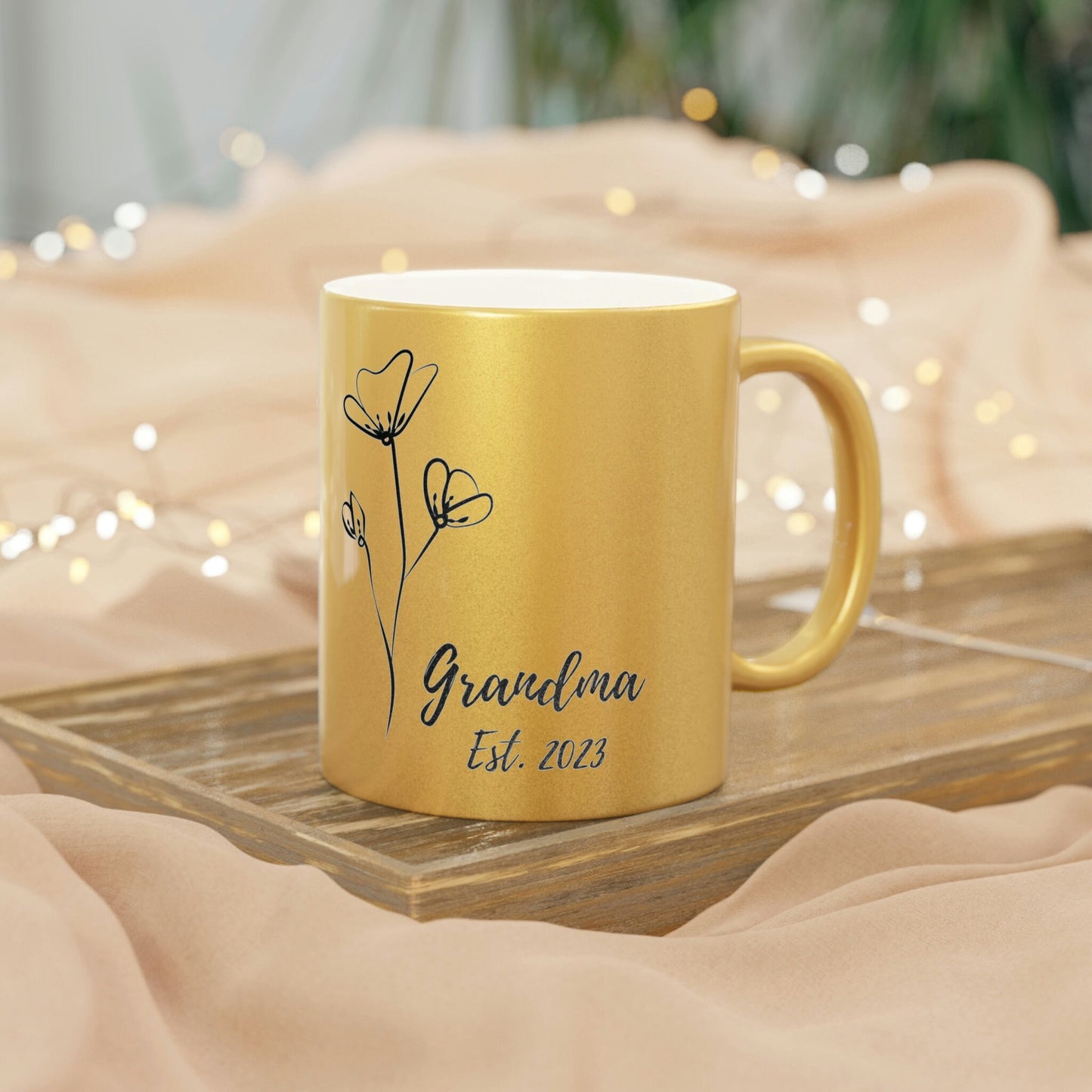 Grandma 2023 Metallic Mug (SilverGold)/Grandma Pregnancy Announcement/Baby Coming/Surprise Gift Idea/Birthday Present