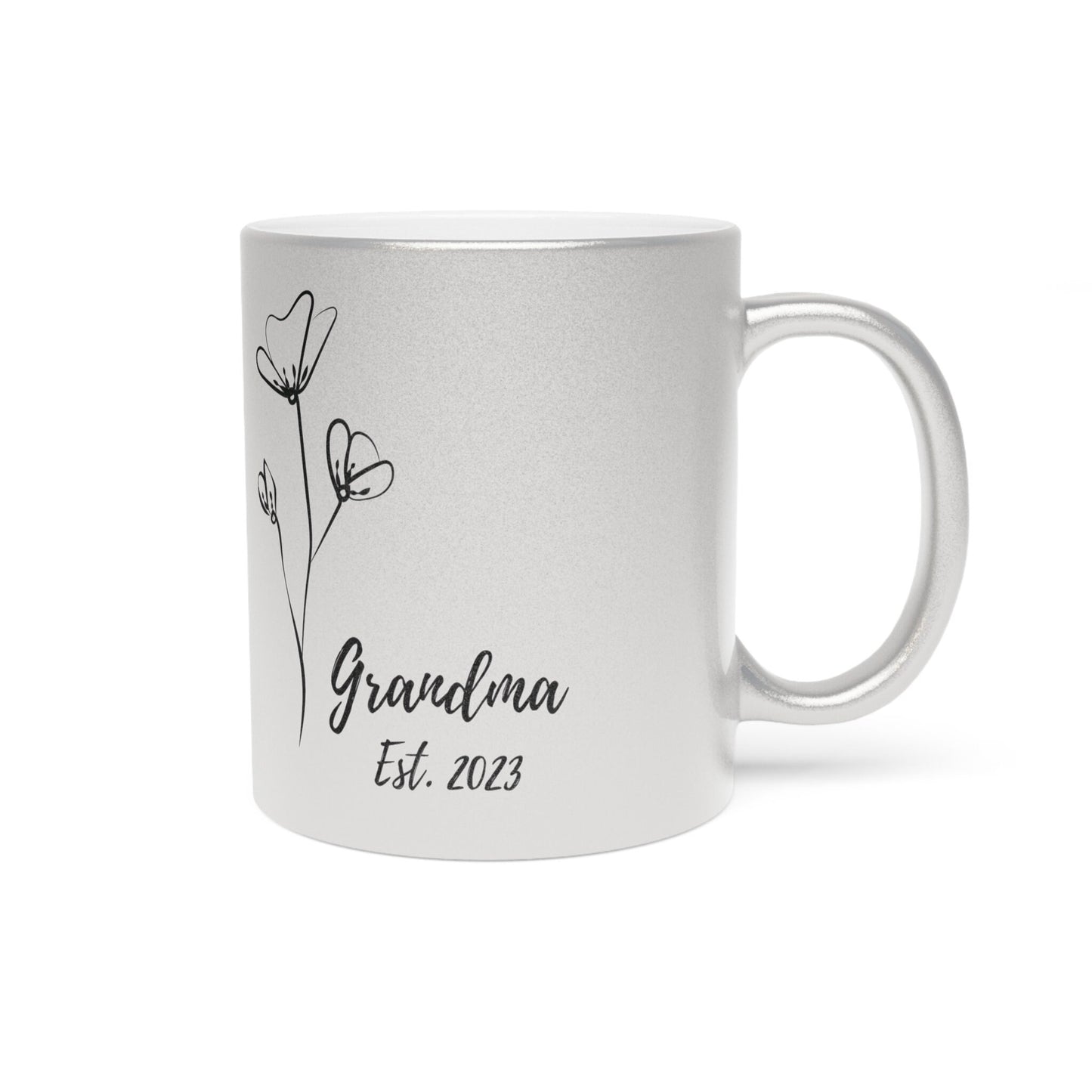 Grandma 2023 Metallic Mug (SilverGold)/Grandma Pregnancy Announcement/Baby Coming/Surprise Gift Idea/Birthday Present