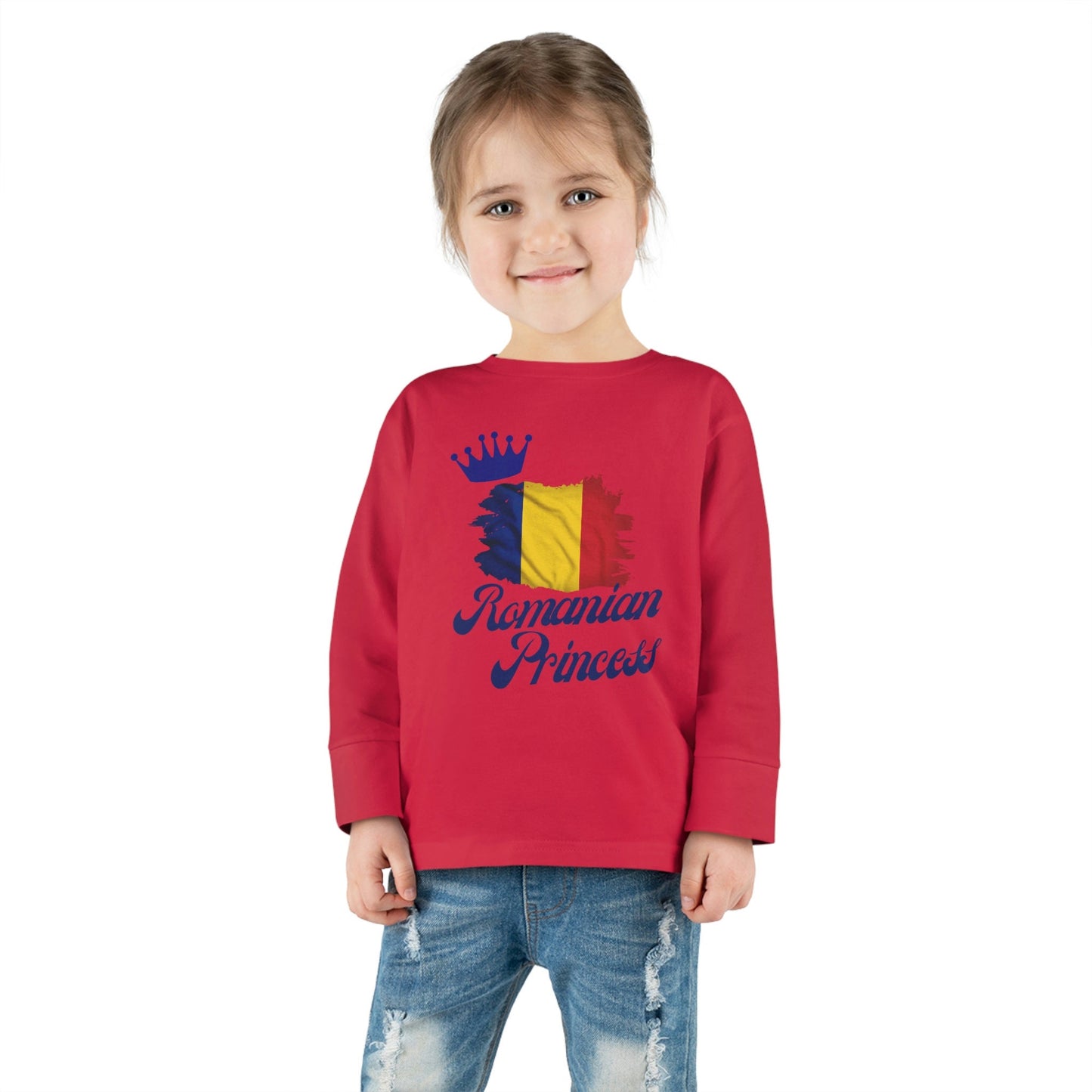 Romanian Girl Long Sleeve T-shirt/Romanian Kids/Romania Flag Souvenir Shirt/Toddler Outfit/Birthday Present/Gifts For Romanians