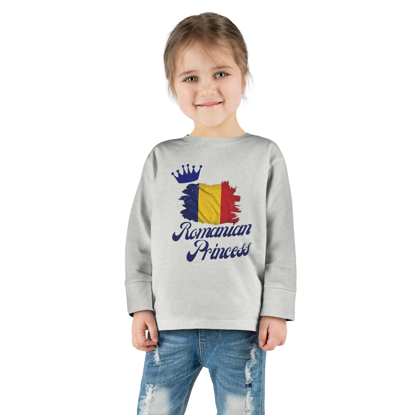 Romanian Girl Long Sleeve T-shirt/Romanian Kids/Romania Flag Souvenir Shirt/Toddler Outfit/Birthday Present/Gifts For Romanians