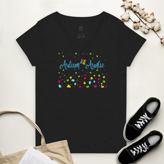 Autism Auntie V-Neck T-shirt