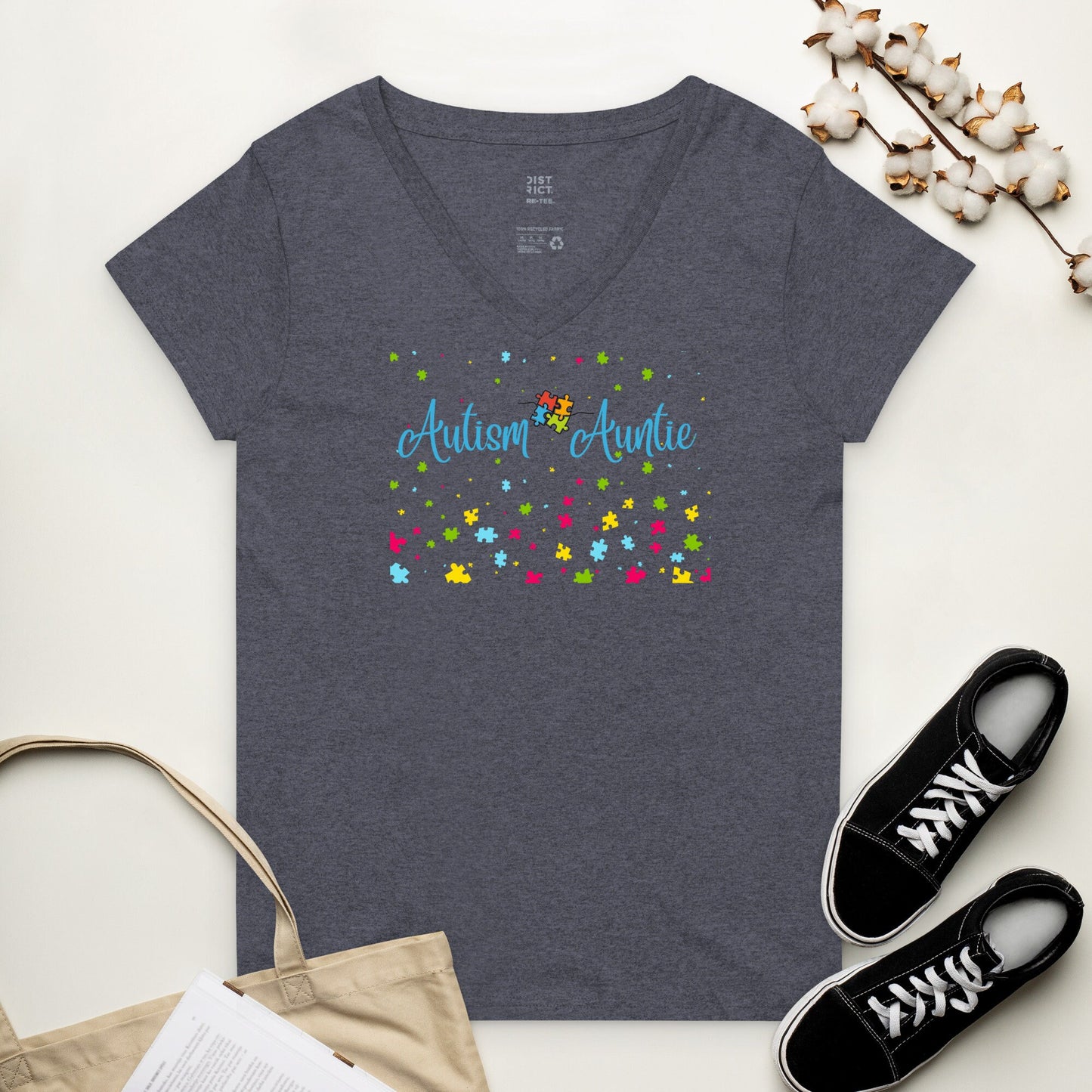 Autism Auntie V-Neck T-shirt