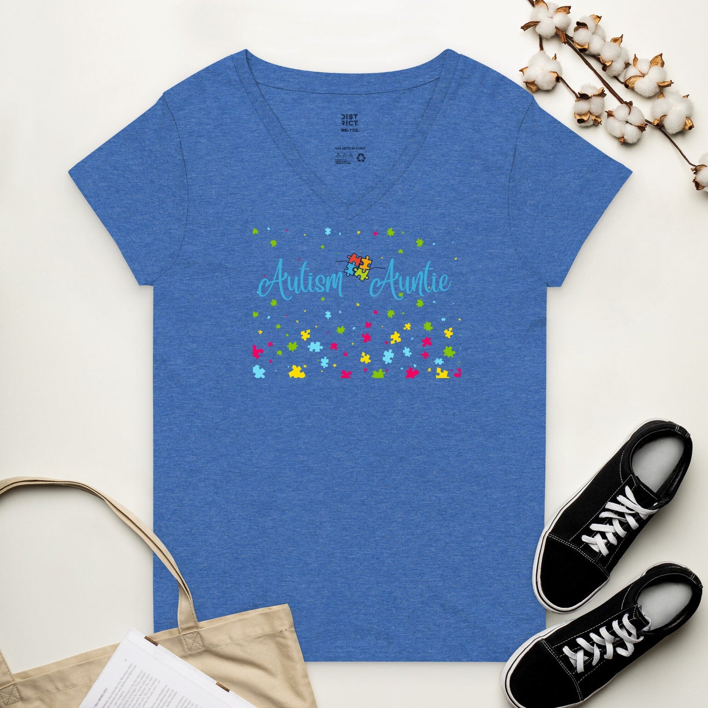 Autism Auntie V-Neck T-shirt