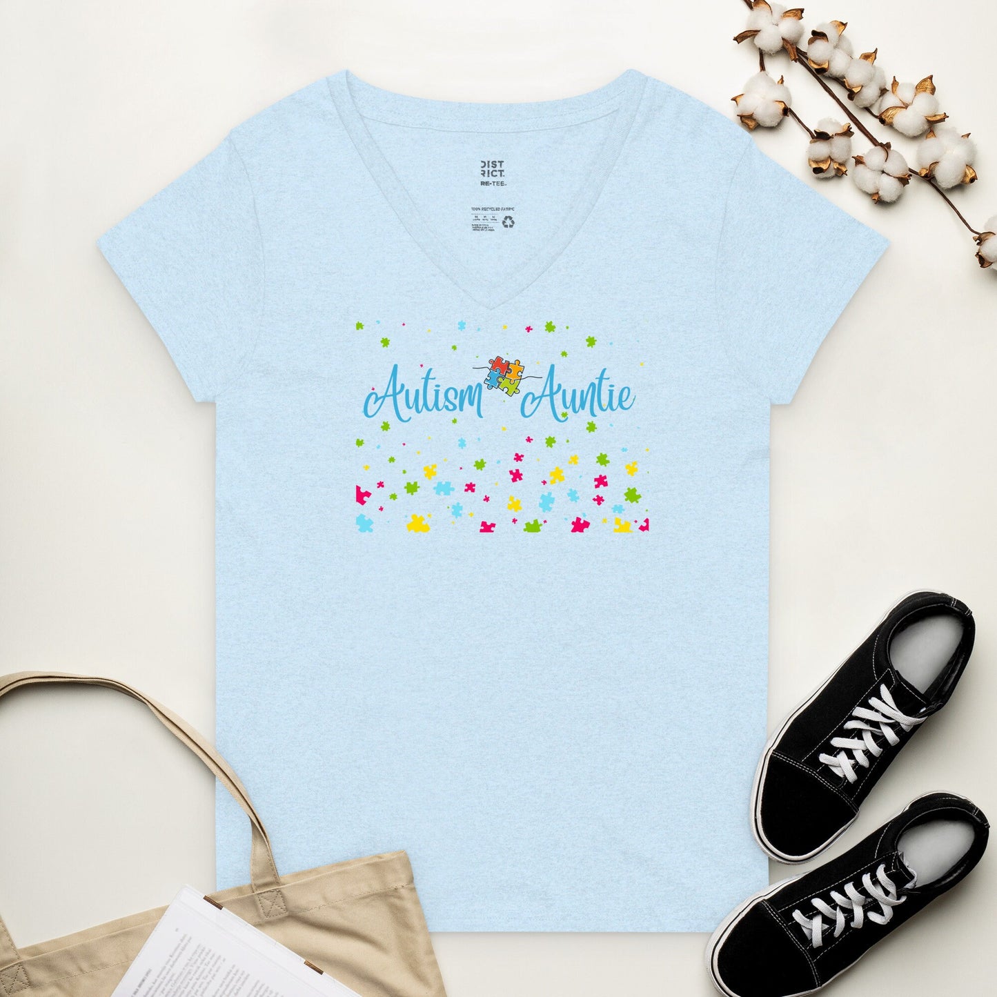 Autism Auntie V-Neck T-shirt