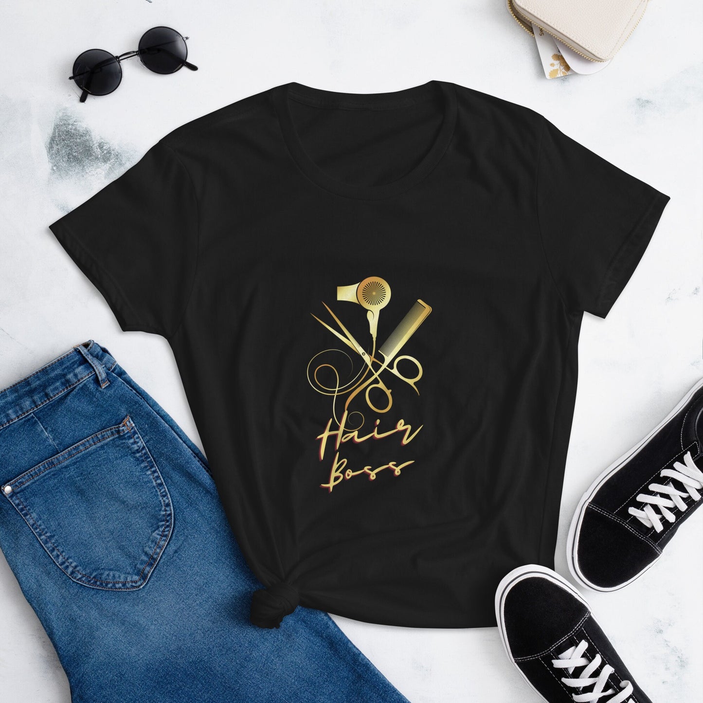 Hair Boss Personalized T-shirt/Hair Stylist Customized Shirt/Salon Hair Birthday Present/Gift Idea For Her/Mother's Day Gift/Boss