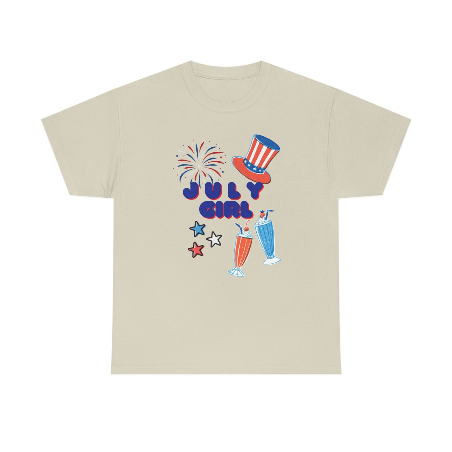 July Girl Customized T-shirt/Born In July T-shirt/4th Of July Celebration Themed Birthday T-shirt/Birthday Present/July Born Gift