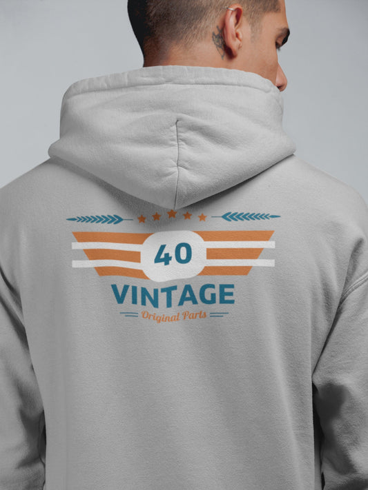 Vintage 40th Birthday Unisex Heavy Blend Hooded Sweatshirt/Happy 40/Gift Idea/Personalized Hoodie/Customized 40 Vintage Hoodie