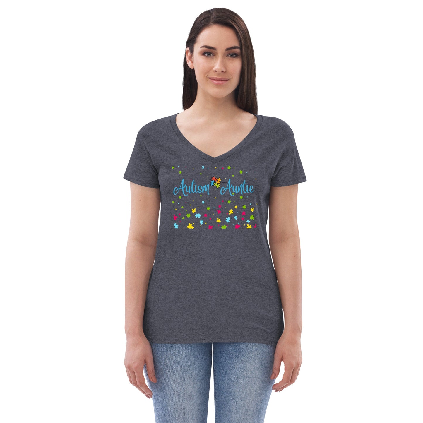 Autism Auntie V-Neck T-shirt