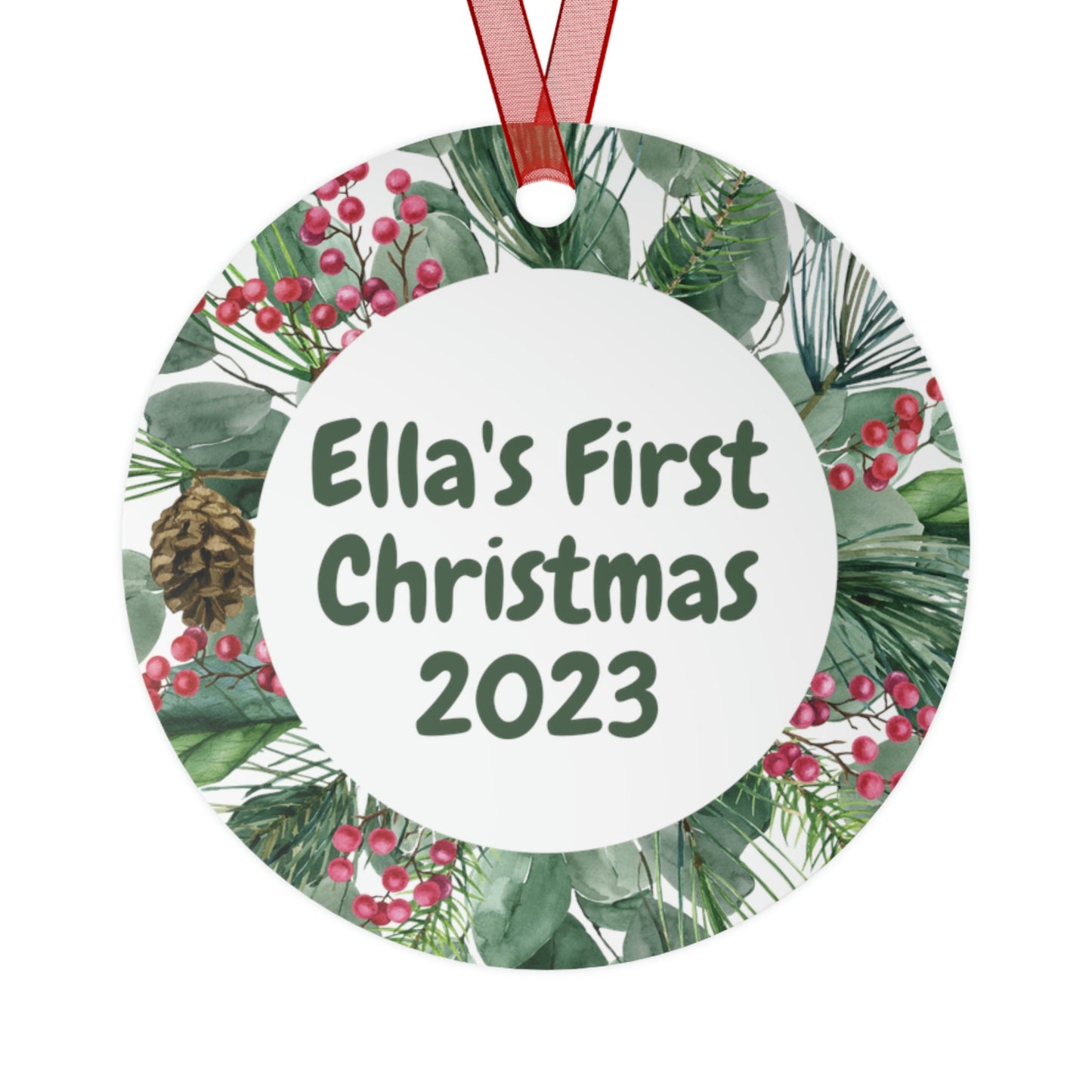 Name Personalized Christmas Ornament/Baby Metal Ornament/Trending Now/Baby Shower Gift Idea/Stocking Present/Christmas Tree