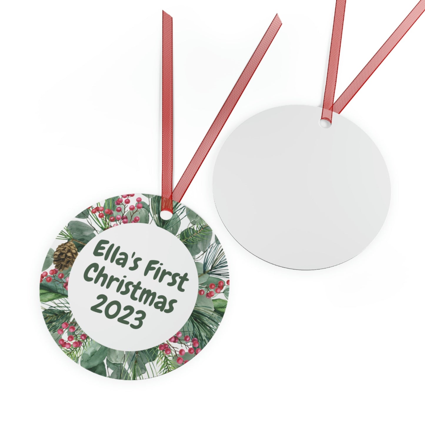 Name Personalized Christmas Ornament/Baby Metal Ornament/Trending Now/Baby Shower Gift Idea/Stocking Present/Christmas Tree