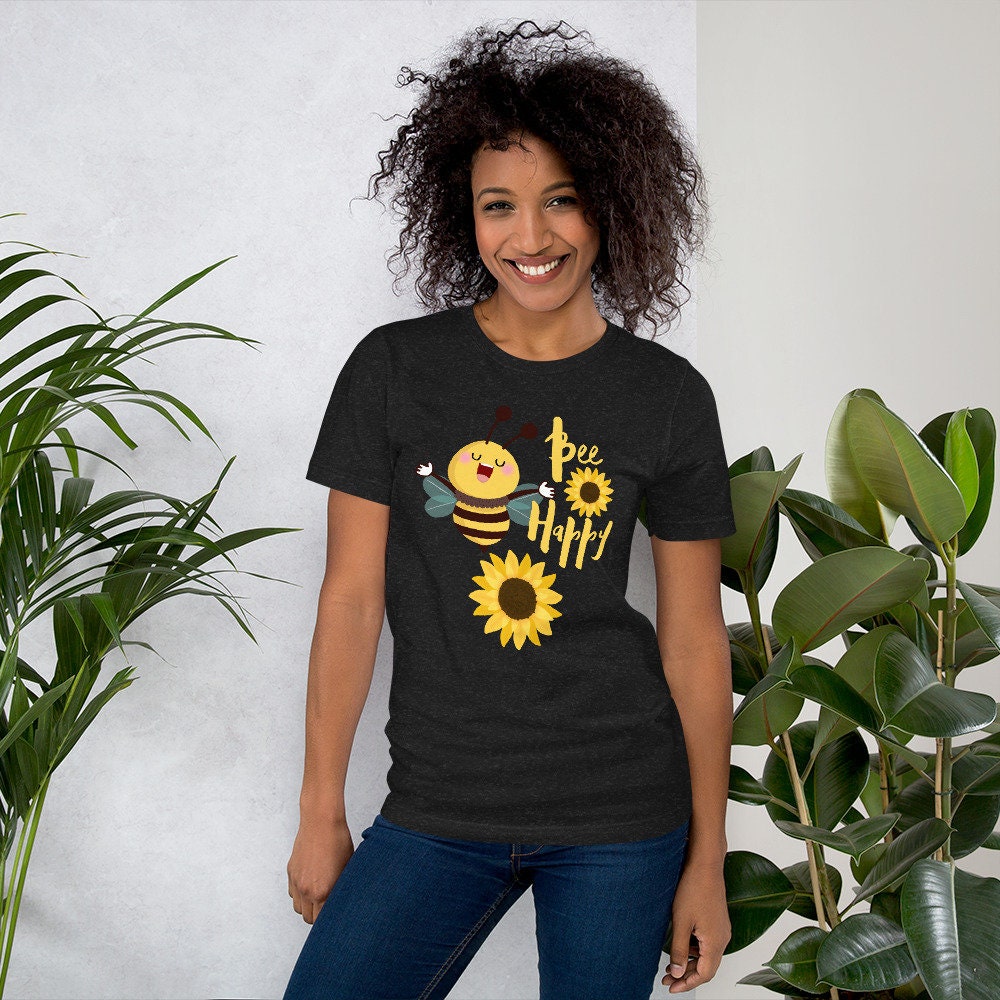 Bee Happy Unisex T-shirt/Baby Shower Bee Theme Outfit Idea/Trending Now/Happy Birthday Present/Mommy To Be/Thank You Gift/Custom