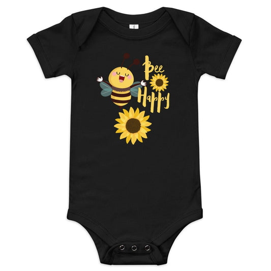 Bee Happy Baby Short Sleeve One Piece/Bee Theme Baby Shower Gift Idea/Bee Happy Outfit/Trending Now/Baby On The Way Present