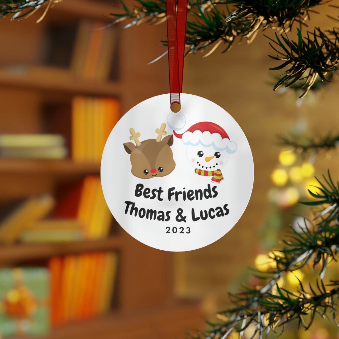 Best Friend Name Customized Metal Christmas Ornaments/Kids Ornament/Kids Gift Idea/Trending Now/Personalized Ornament/2023 Year