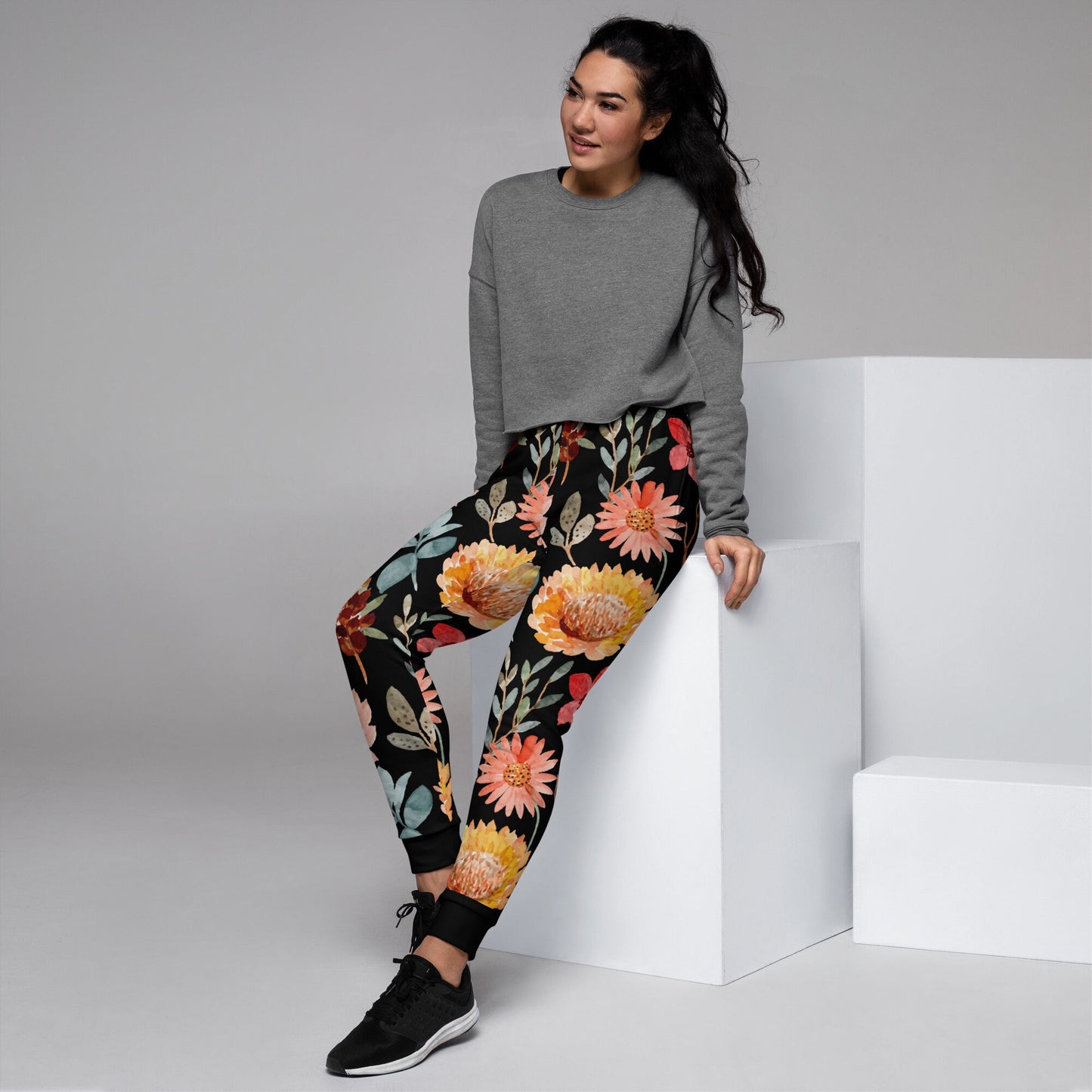 Flower Power Women's Joggers/Trending Now/Flower Customized Pants/Birthday Present/Sister Gift Idea/Flower Lovers/Clothing