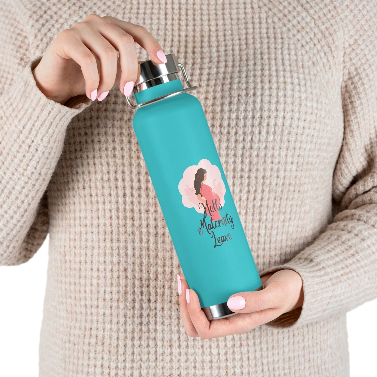 Hello Maternity Leave/ Copper Vacuum Insulated Bottle 22oz/Baby Shower Gift Idea/Mommy To Be/Pregnancy Reveal Idea/Trending Now