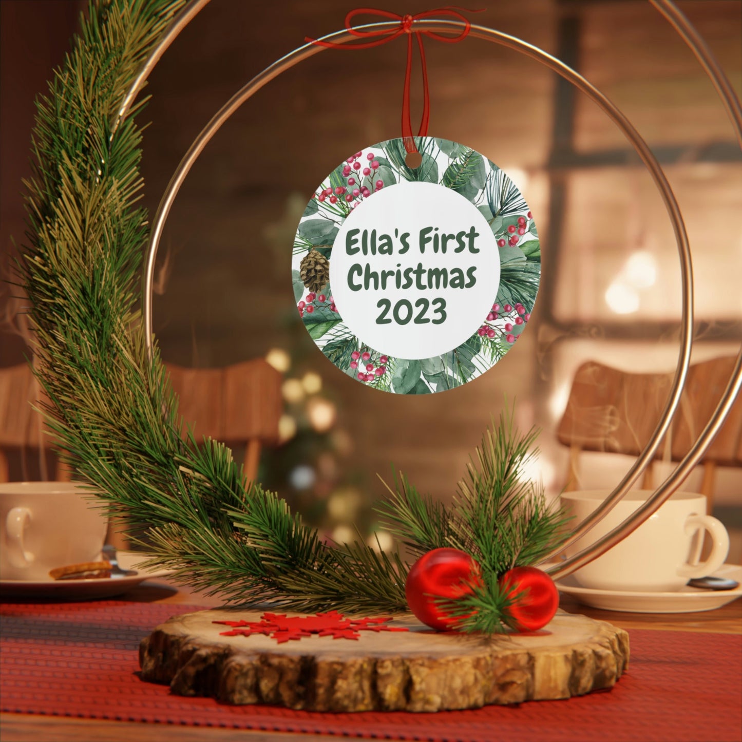 Name Personalized Christmas Ornament/Baby Metal Ornament/Trending Now/Baby Shower Gift Idea/Stocking Present/Christmas Tree