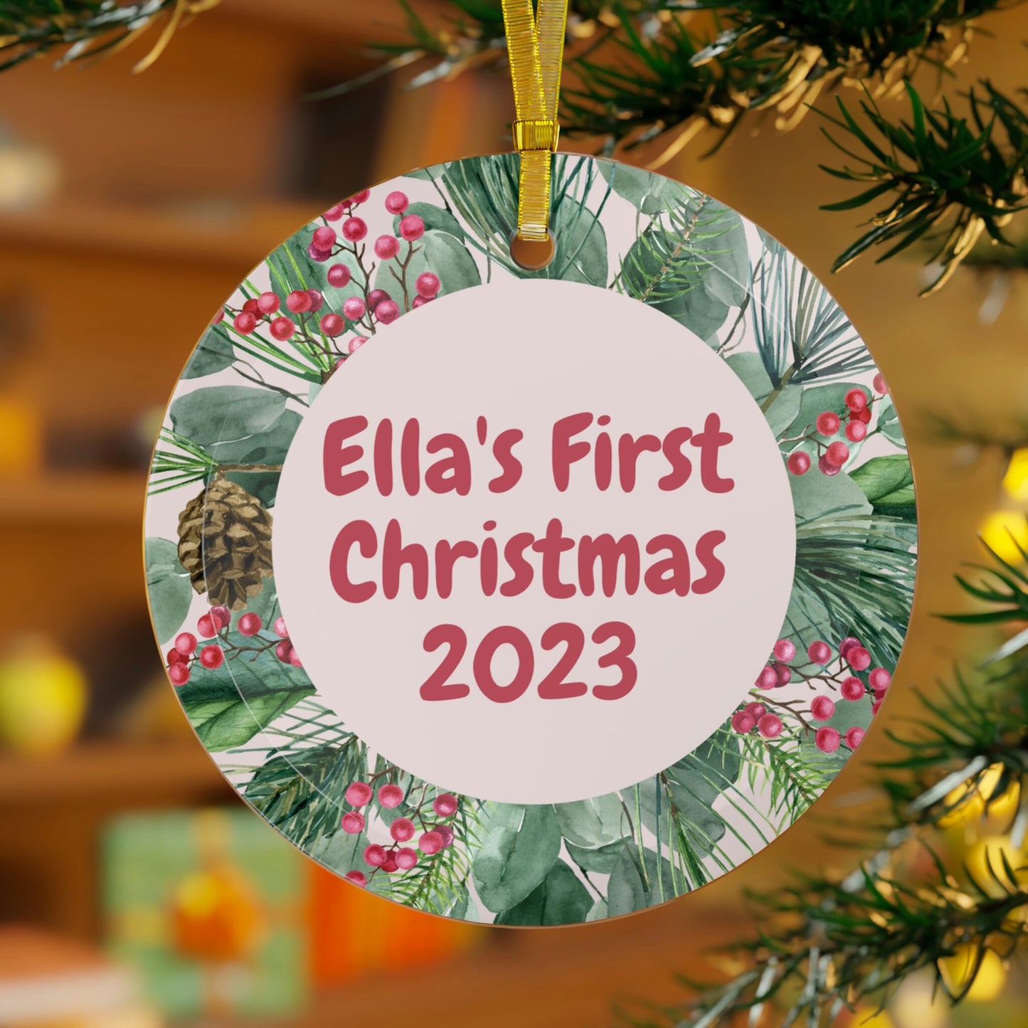 Baby Personalized Name Christmas Ornament/Customized Glass Ornament/Trending Now/Baby's First Christmas/Baby Shower Gift Idea