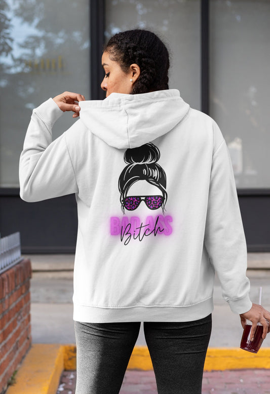 Bad Ass Bitch Personalized Hoodie/Customized Hoodie Gift Idea/Trending Now/Bestie Birthday Present/Sunglasses Power Woman/Funny