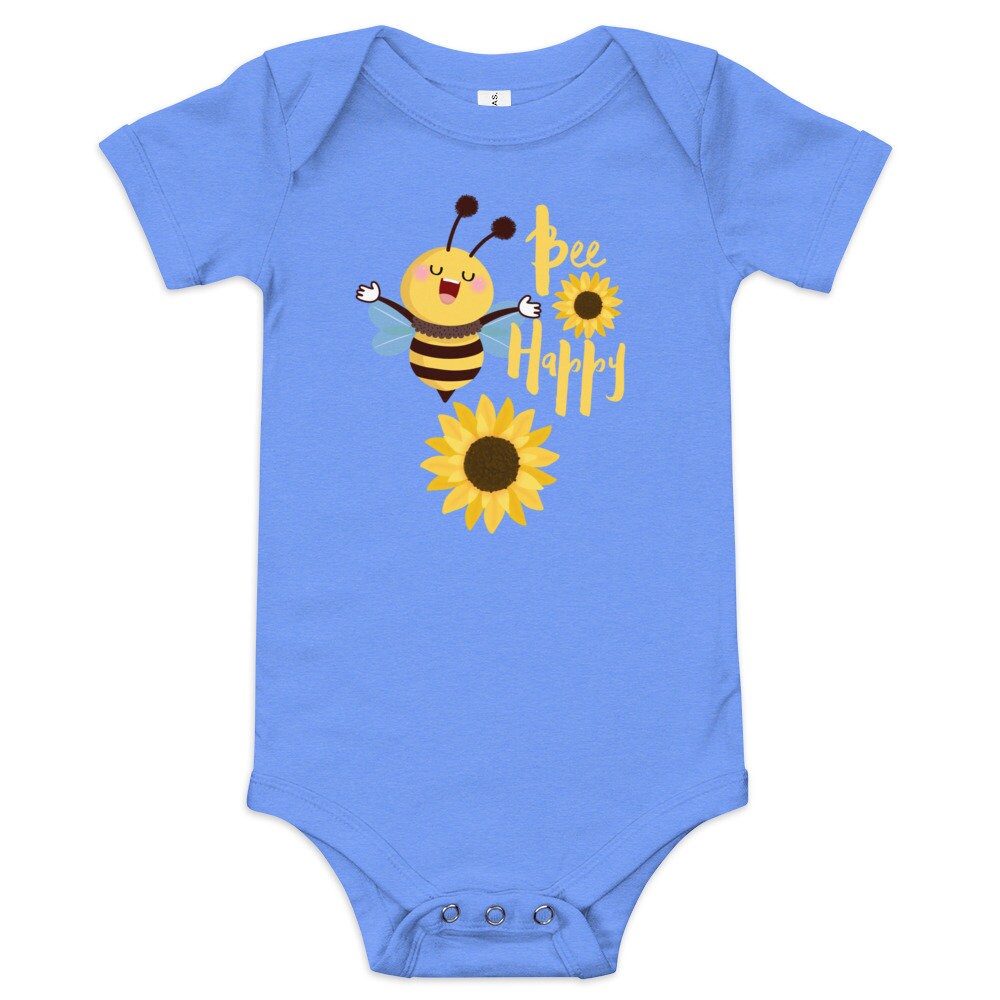 Bee Happy Baby Short Sleeve One Piece/Bee Theme Baby Shower Gift Idea/Bee Happy Outfit/Trending Now/Baby On The Way Present