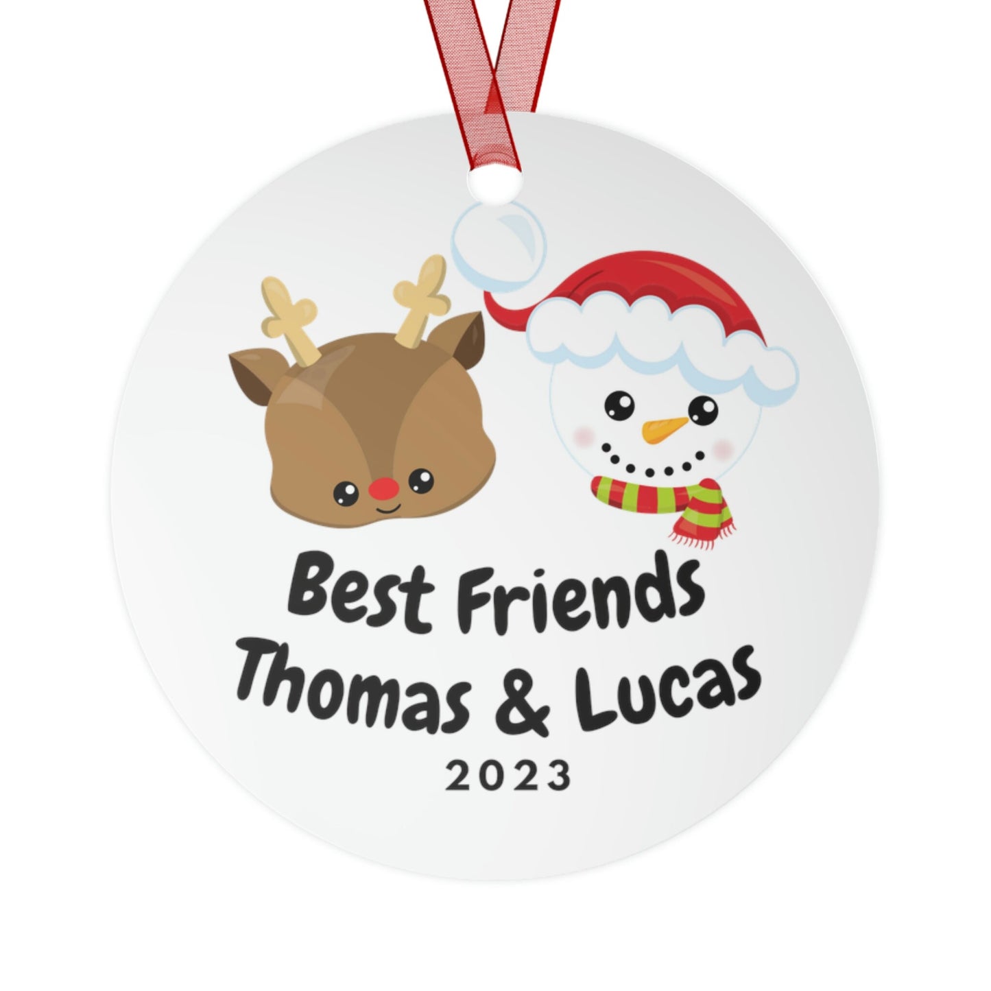 Best Friend Name Customized Metal Christmas Ornaments/Kids Ornament/Kids Gift Idea/Trending Now/Personalized Ornament/2023 Year