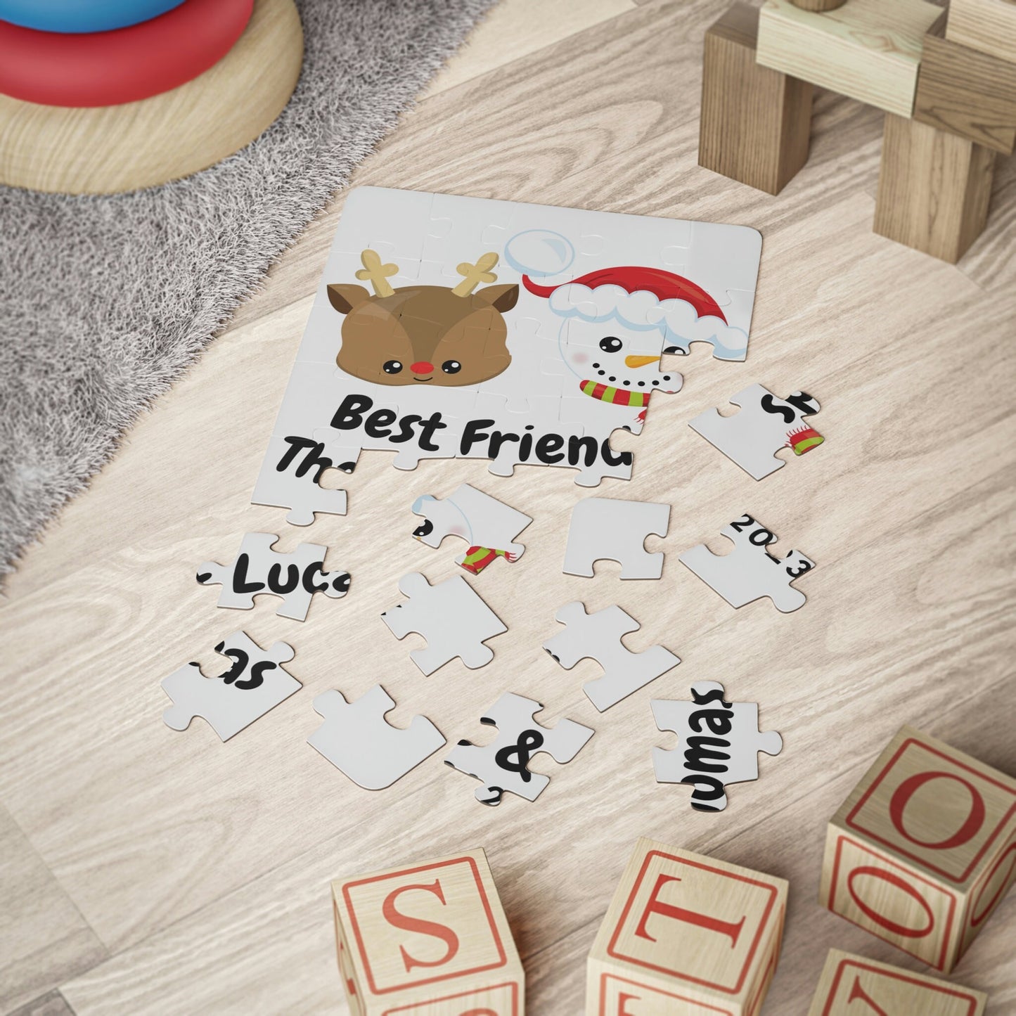 Personalized Name Christmas Kids Puzzle 30-Piece/Best Friends Kids Christmas Gift Idea/Trending Now/Custom Name Gift/Birthday