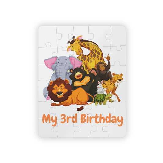 3rd Birthday Gift Idea/Safari Theme Kids Puzzle 30-Piece/3rd Birthday Personalized Present/Custom Kids Puzzle/Trending Now Animals
